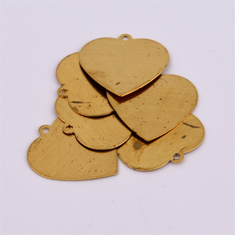 6mm单吊桃心铜片吊坠 爱心项链饰品配件diy五金材料