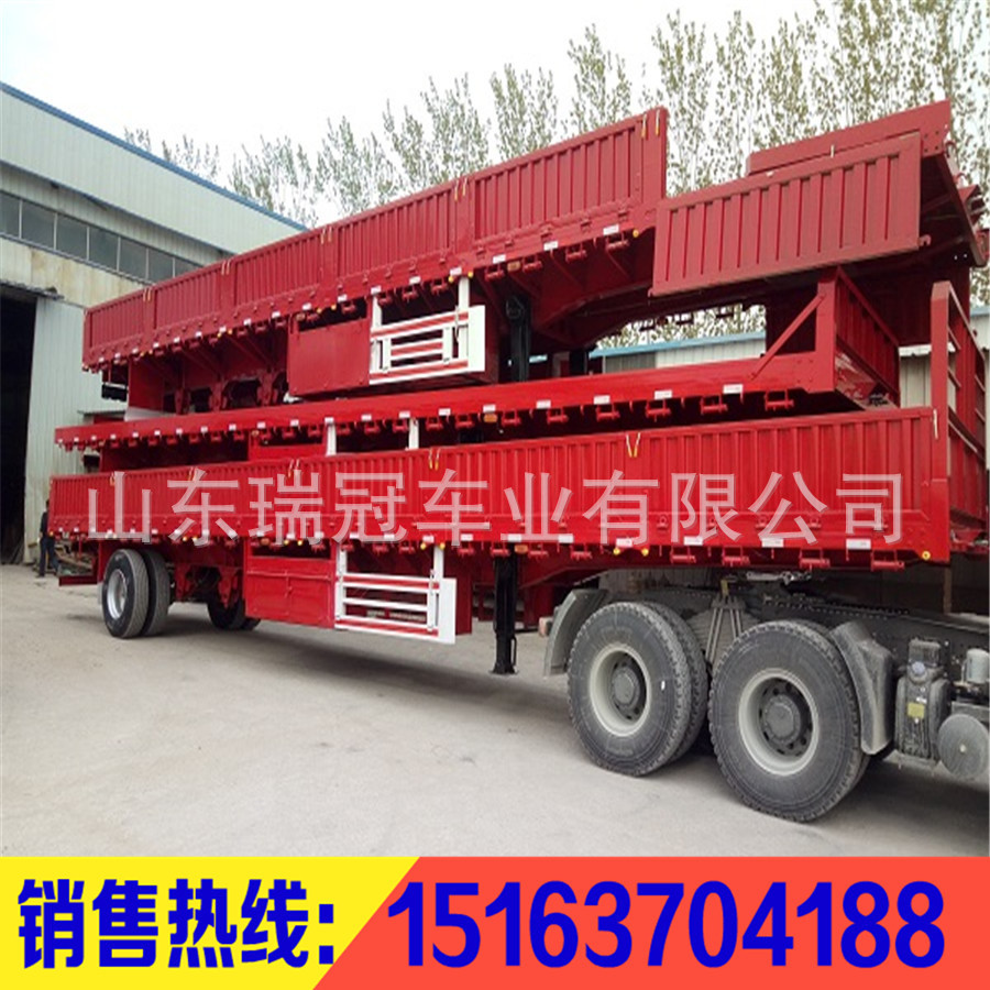 普通栏板半挂车车厢 轻量化平板半挂车 高栏半挂车零利润出售
