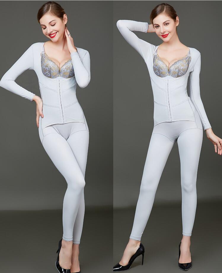 新款长款水晶樱花纤维塑身衣连体衣后脱式瘦身衣收腹束腰美体内衣