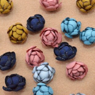 韩版饰品配件布艺花朵手缝卷心花 女生发饰玫瑰花手工diy材料