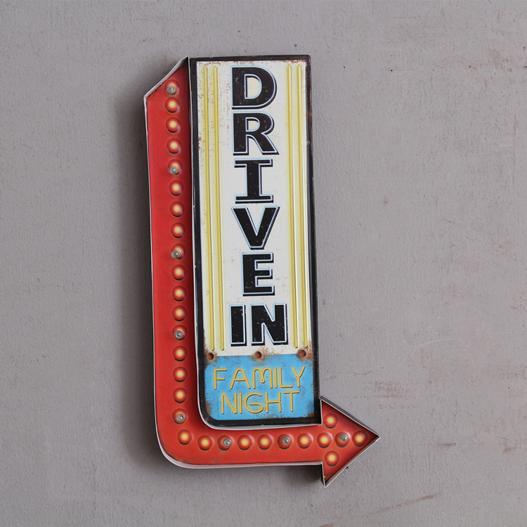 复古风格壁饰led灯牌室内酒吧创意立体指示牌铁皮画背景墙面装饰