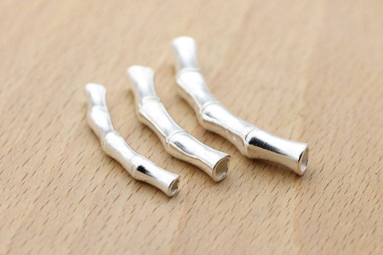 银饰手工配件材料 s925纯银diy串珠手链弯管 竹节银骨小管批发