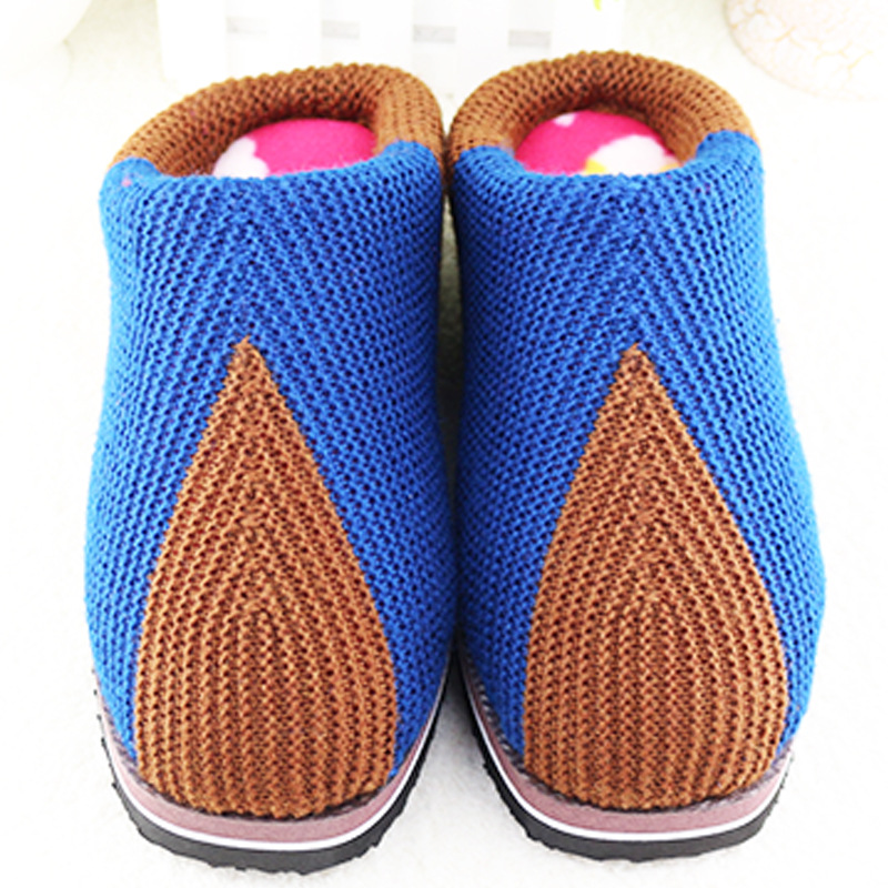 三角形毛线拖鞋三角拖加厚海绵手工鞋冬天低跟毛线鞋批发一件代发