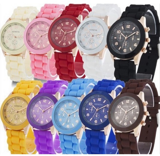 Korean Style Student Watch Geneva Silicone Watch Men's and Women's Jelly Color Student Casual Watch One Piece Dropshipping