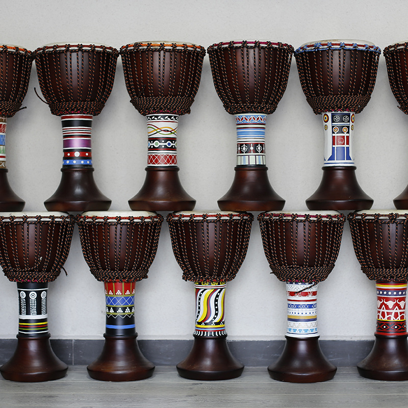 云南南乌孔雀鼓纯手工鼓标准8寸10寸12寸 整木掏空 手工彩绘手鼓