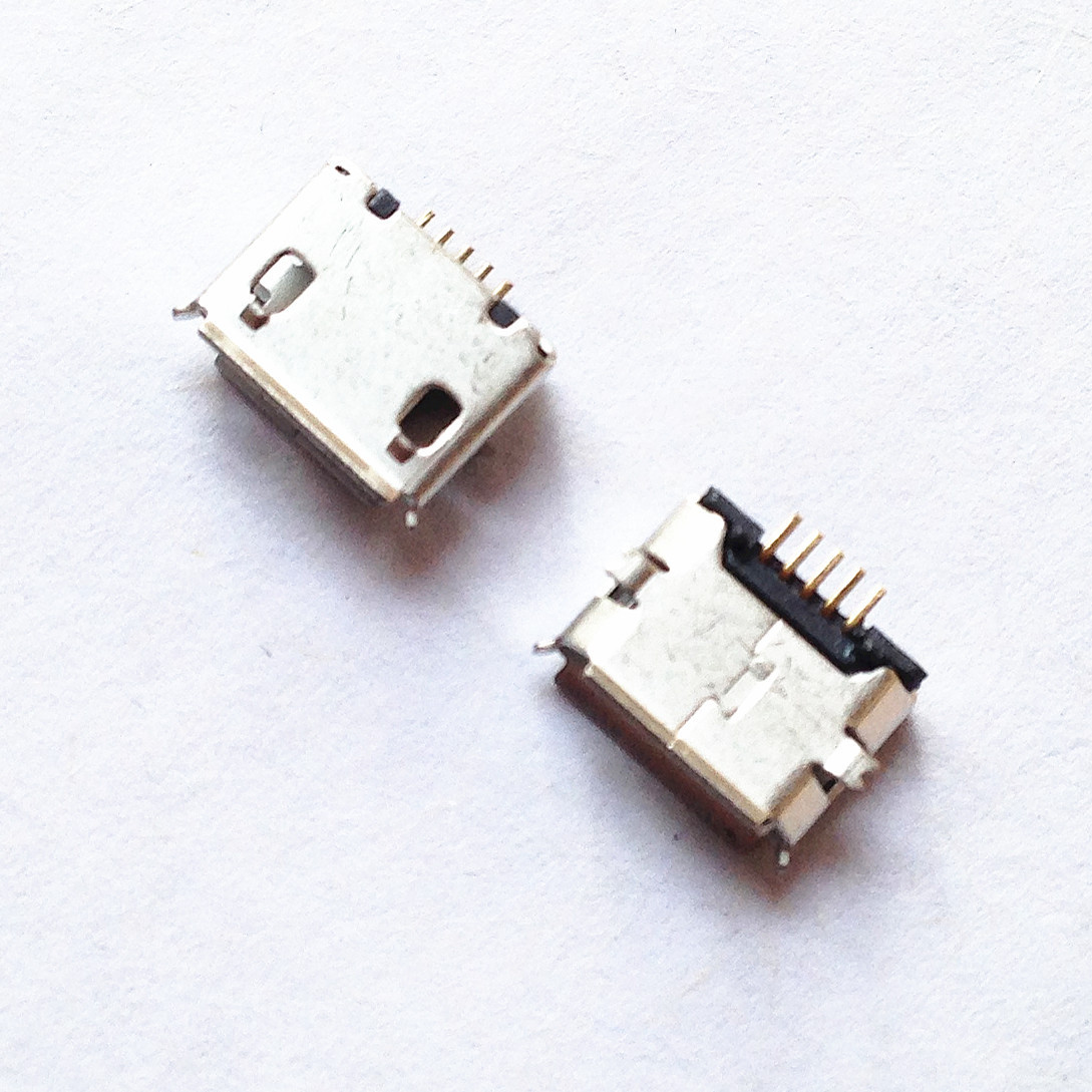 microusb2.0母座贴片卷边 焊锡引脚加长micro 5pin usb母座连接器