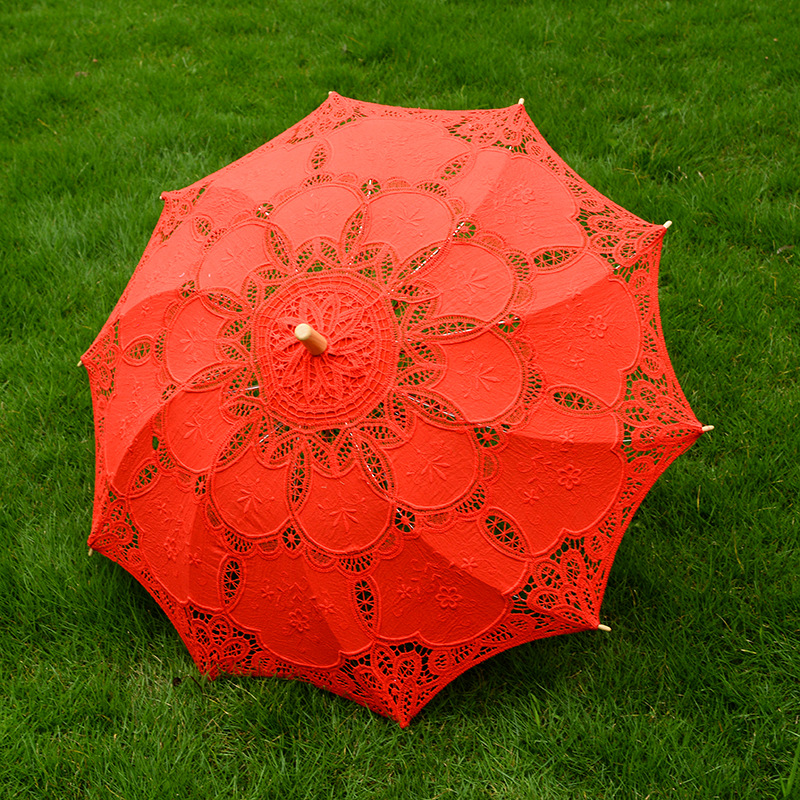 欧式工艺伞花边蕾丝机绣伞棉布婚礼摄影装饰伞道具舞蹈绣花伞批发