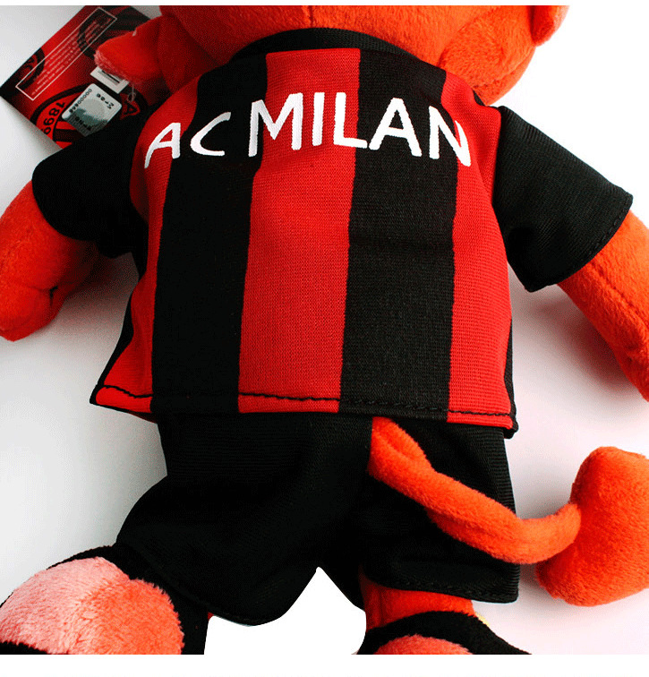 【孚德品牌】ac米兰官方正品红黑米兰内洛毛绒吉祥物 足球周边球迷