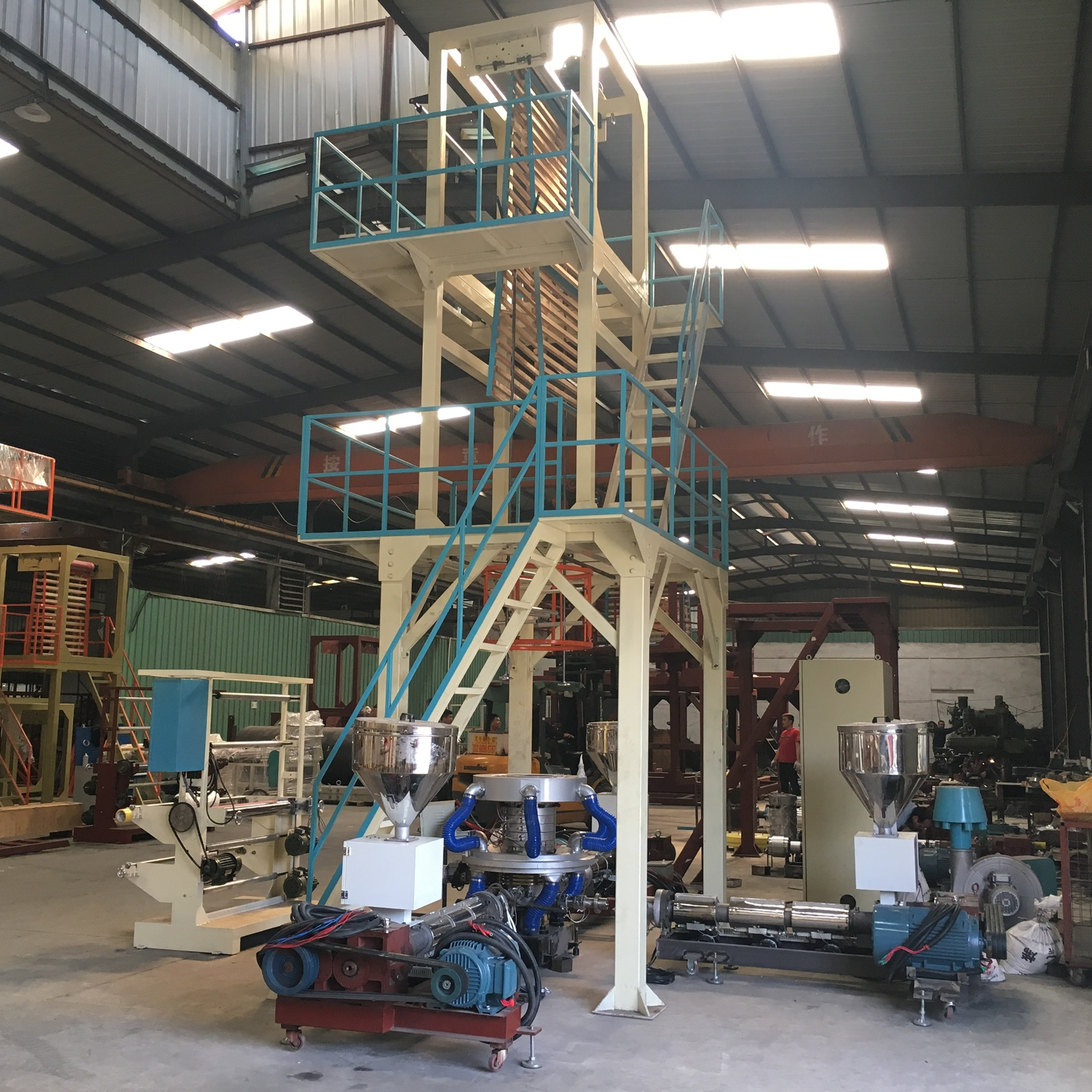 1500mm 三层共挤旋转模头吹膜机|塑料薄膜吹膜机