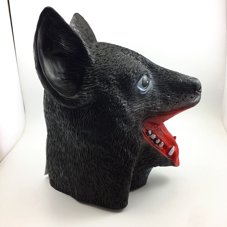 厂家直销可爱狼狗头套 万圣节乳搪胶黑狗头面具 特价热卖动物头套