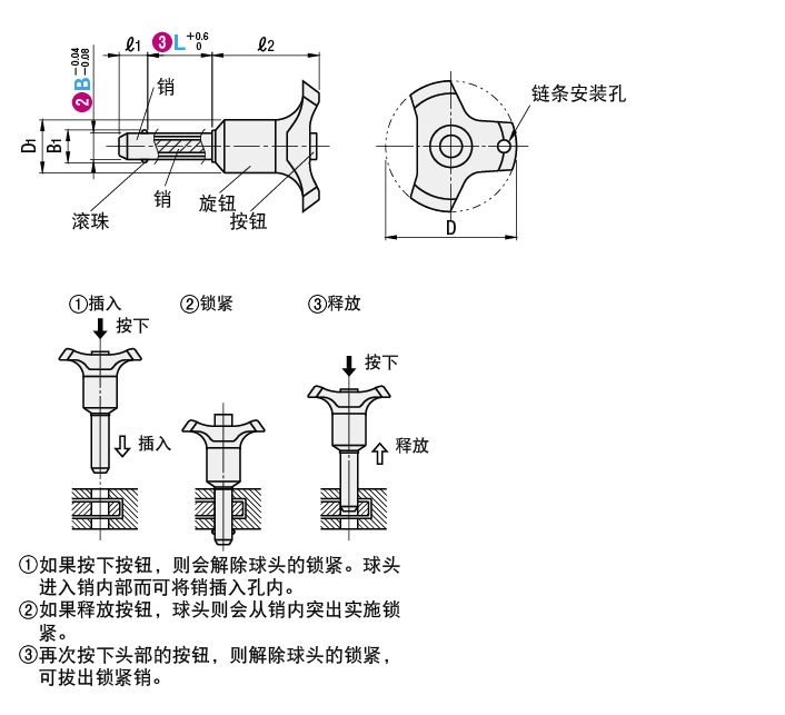 日本原装进口正品米思米misumi球头锁紧销顶出式blp10-40