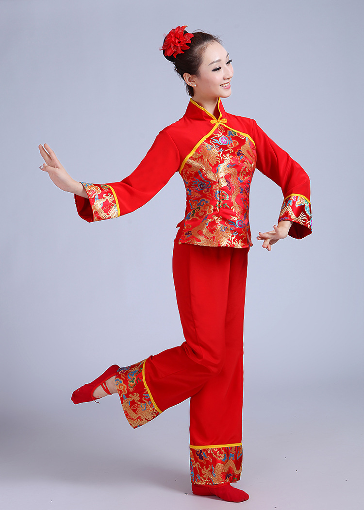 秧歌服2016新款演出服打鼓服女民族舞蹈服装中老年腰鼓服成人秋冬