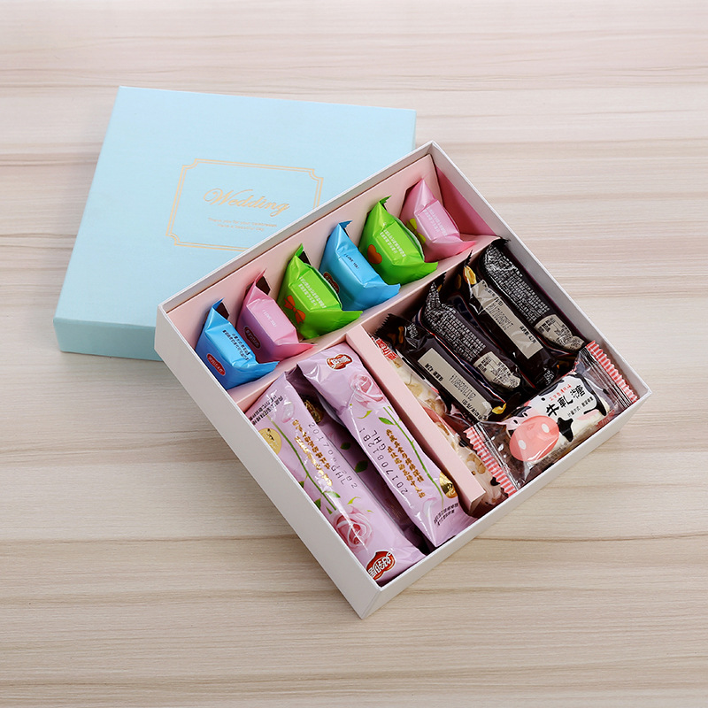 定制硬纸盒婚庆天地盖糖盒正方形创意喜糖盒欧式喜糖套盒批发