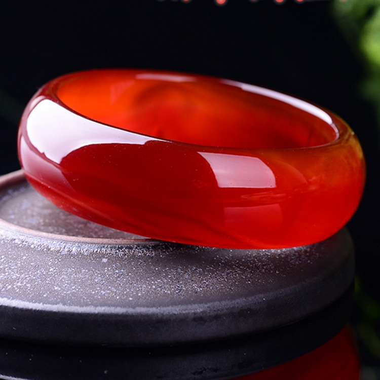 玉龙坊厂家直销天然5a级红玛瑙手镯 玉镯子情人节新年礼物 玉手镯