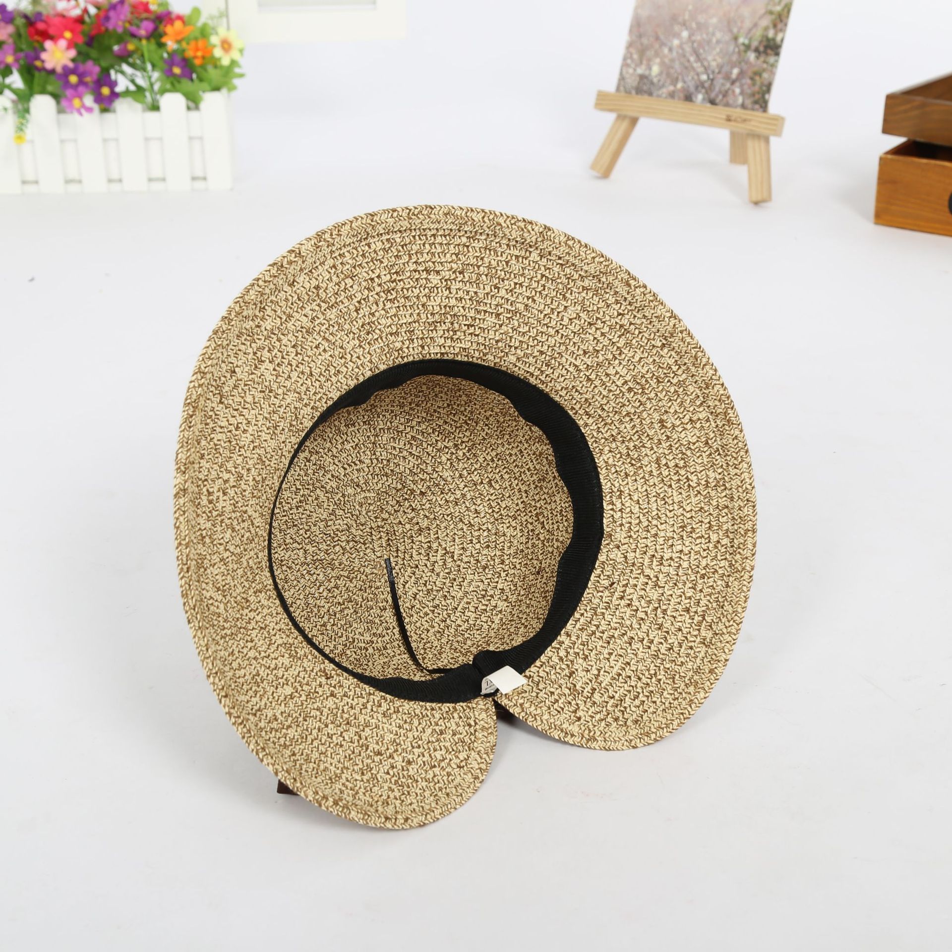 新款时尚旅游沙滩度假草帽纸草草帽遮阳帽子厂家直销可折叠沙滩帽