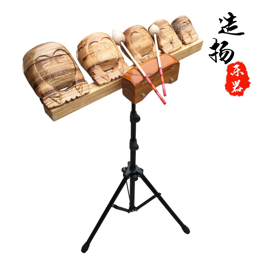 专业五音木鱼 高档套装五音木鱼/5音木鱼连架/ 带支架五音木鱼