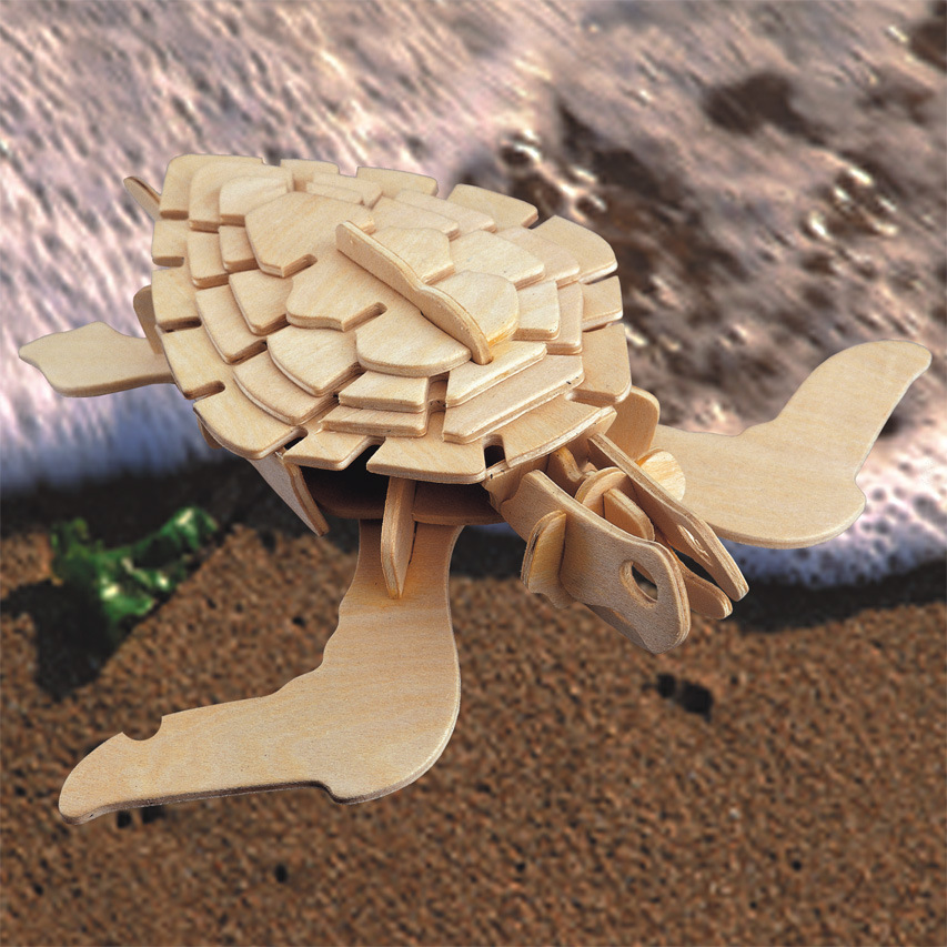 龟/四联木制3d仿真模型/批发diy立体拼图/新品儿童益智组装玩具