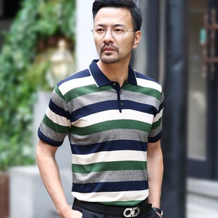 中年男士爸爸短袖t恤40-50岁中老年人半袖体恤一件代发