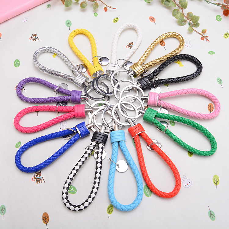 创意编织皮绳纯手工男女士钥匙扣情侣钥匙圈真皮汽车钥匙链小礼品
