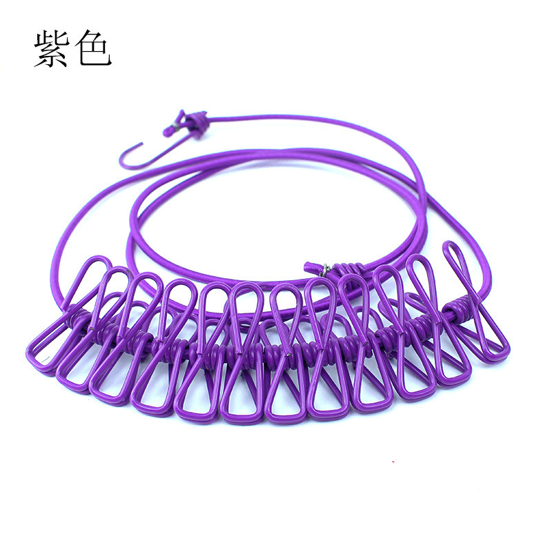 with Clip Clothesline Travel Portable and Retractable Windproof Elastic Clothesline Clothes Hanger 12 Clips Clothesline