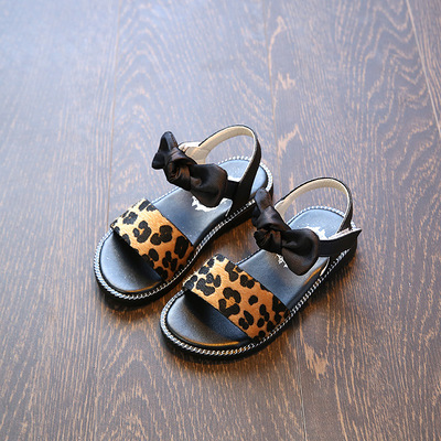 2017夏季新款韩版女童凉鞋公主鞋豹纹宝宝鞋儿童沙滩鞋女童鞋批发