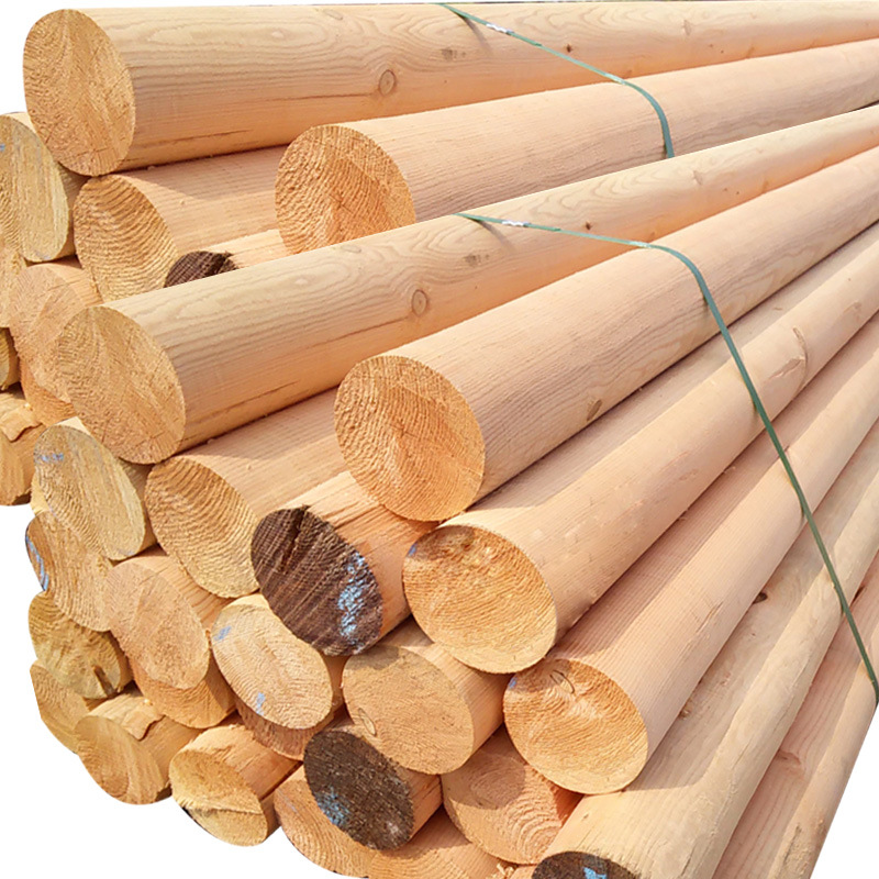 美国花旗松加工定做车圆 木柱 古建木结构圆木 寺庙金刚柱