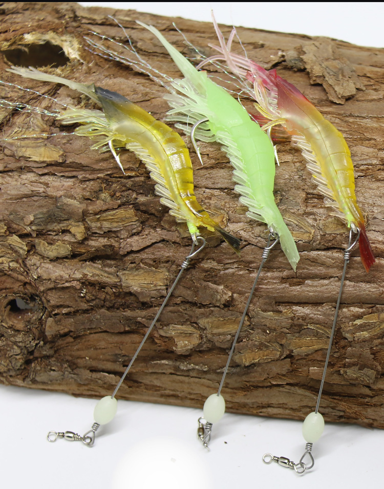 5cm 6g高仿真带钩软饵虾专用路亚饵鱼饵夜钓虾夜光虾