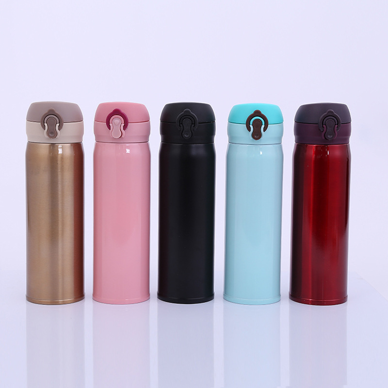 厂家直销时尚不锈钢保温杯弹跳杯户外运动便携水杯批量一件代发