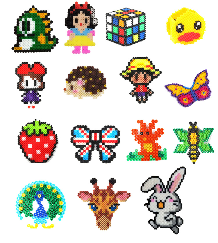 彩色5mm拼拼豆豆无味diy拼图豪华家庭大套装 送10个模板