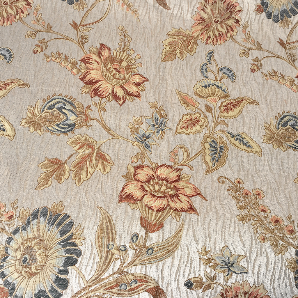 高档美式乡村风格花朵提花 酒店软装沙发窗帘单椅装饰布面料批发