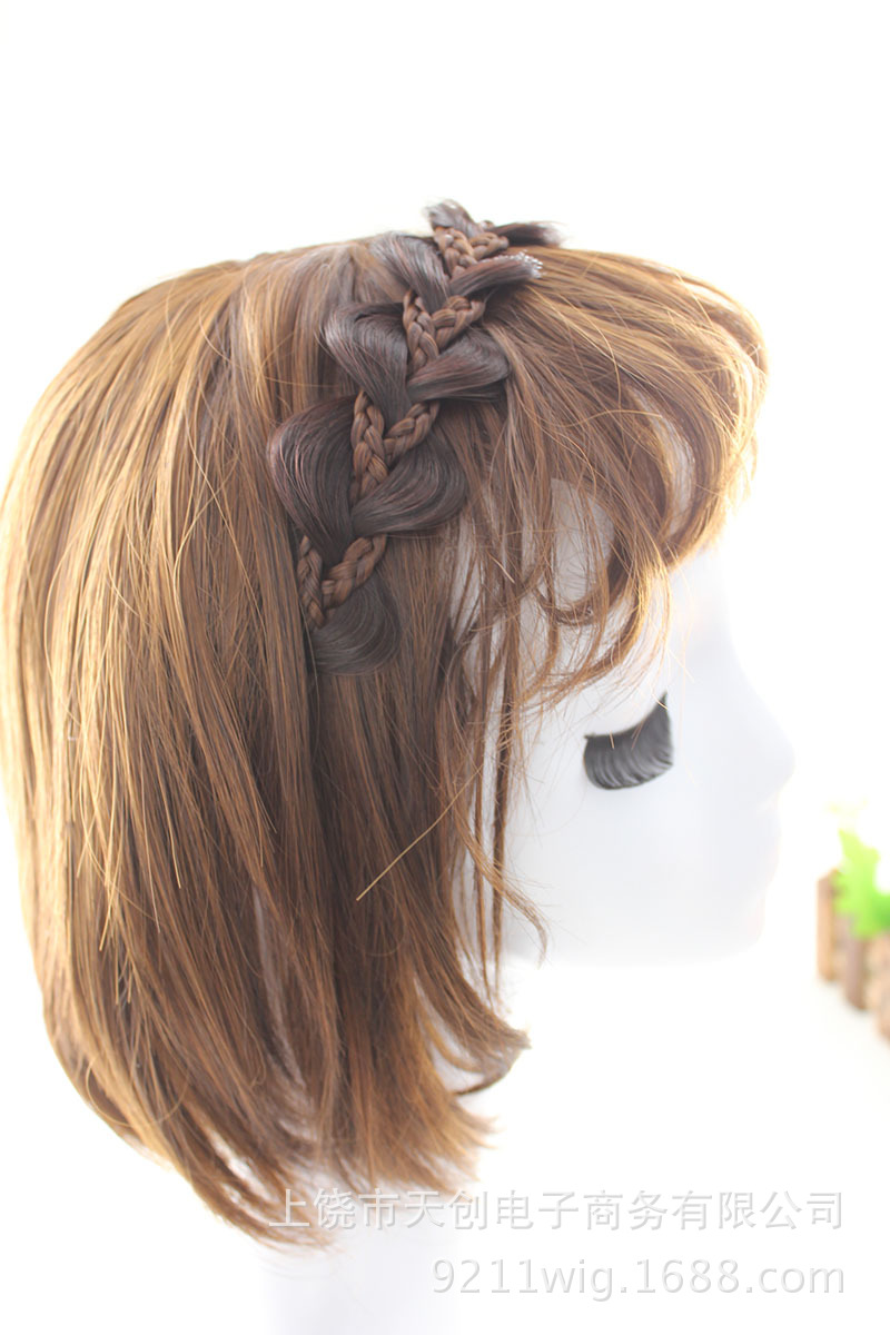 假发女手工编织接发片发辫款八字葫芦形女士假发片新娘发饰发带辫