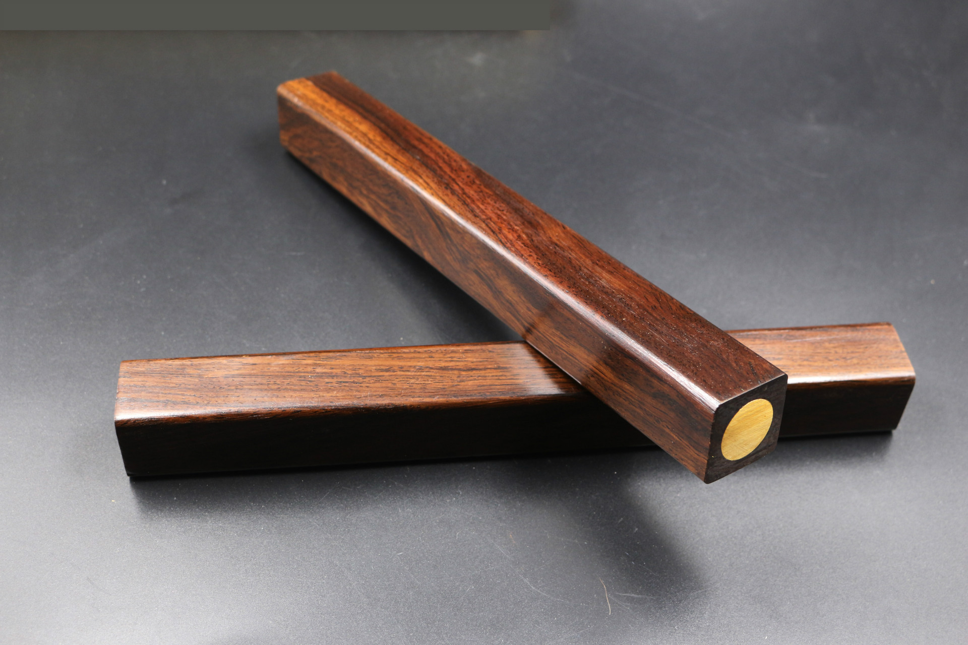 新品创意镇尺26厘米黑梓木礼品套装镇纸加重光面镇尺文房四宝用品