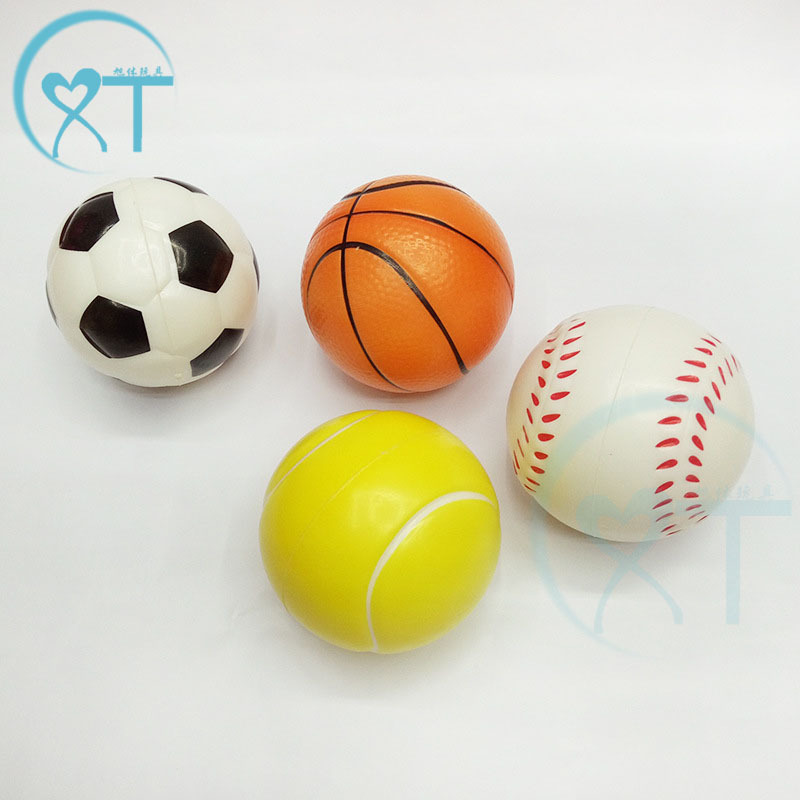 Cross-Border Hot Sale Decompression 63mm Football Basketball Pu Ball Foam Stress Ball Toy Pu Decompression Sponge Vent Tennis Ball