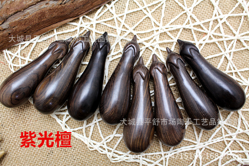 檀木手把件茄子手捻木雕黑檀文玩工艺品绿檀健身黄花梨把件挂件