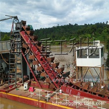 河道淘沙金机械 溜槽挖沙选金船 挖斗式金矿设备挖沙船链条及配件