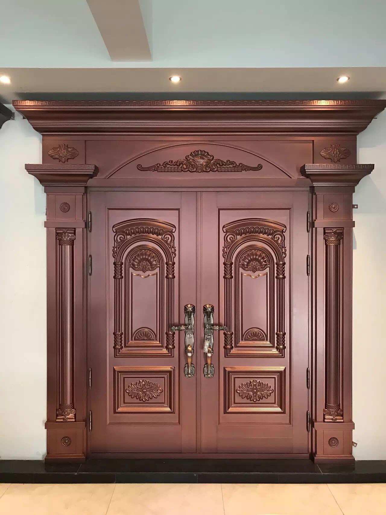 订做豪华别墅门双开进户门锌合金仿真铜非标门客厅甲级安全防盗门