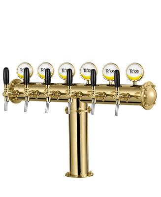 talos塔罗斯酒塔酒柱 啤酒柱t型六孔pvd金色酒柱(带led)