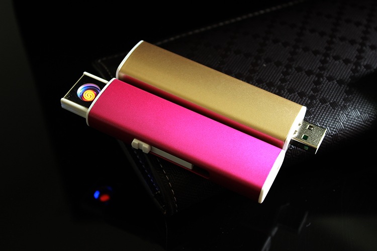 创意个性细长条金属防风充电双面点烟电热丝打火机258厂家批发