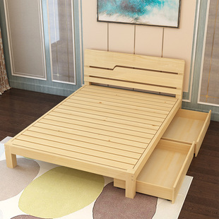 5松木床1.2米木板床