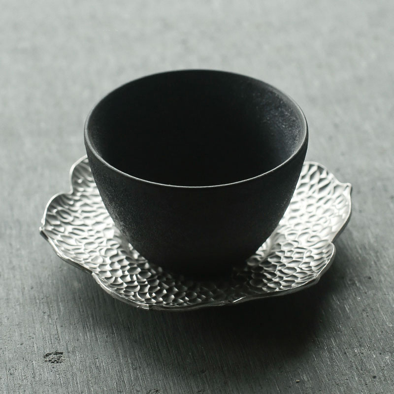 简美 景德镇杯垫锡铁茶托垫茶具杯垫防烫隔热垫功夫茶道摆件杯托