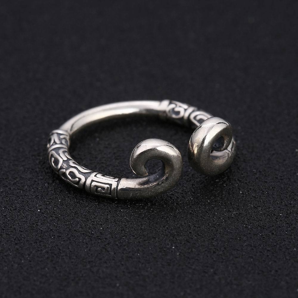 假一赔十创意纯银复古祥云紧箍圈饰品 金箍圈至尊宝男女情侣戒指-阿里