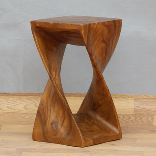 泰国进口工艺品 手工实木整雕个性抽象立体凳异形木质凳子换鞋凳