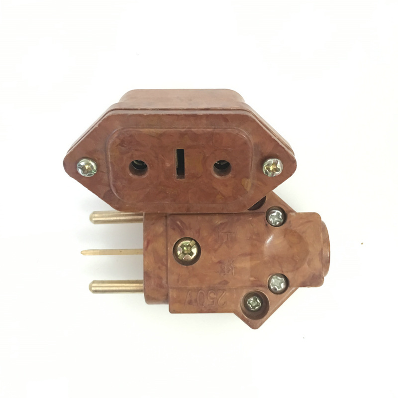 厂家批发 舞台专用三极电源胶木插头 三芯16a方母座公插
