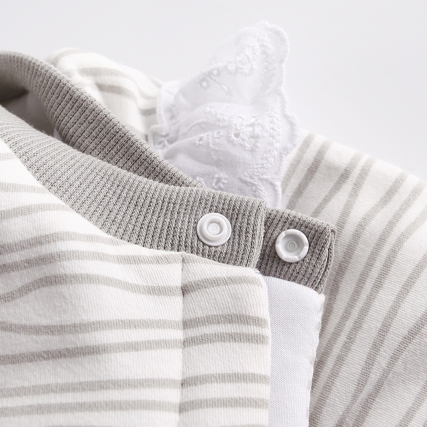 2017婴儿秋冬衣服弹力棉毛休闲哈衣ins爆款条纹加厚绗棉连体爬服