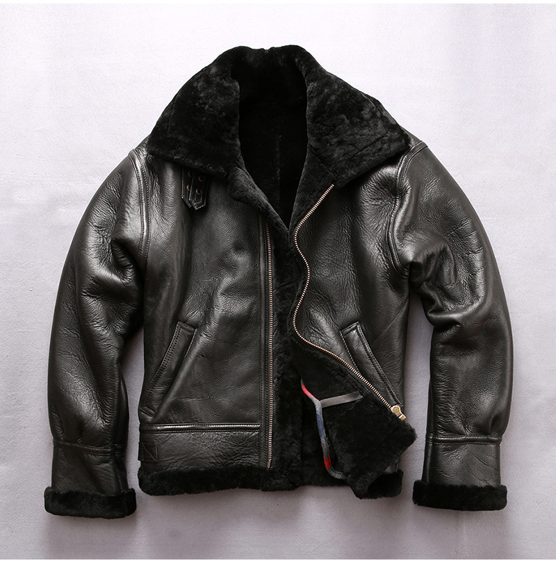 avirexfly绵羊皮b3皮毛一体 男 美国空军飞行服真皮皮衣冬季外套