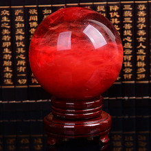 红水晶球原石打磨光滑圆润 工艺礼品家居水晶球摆件饰品 厂家批发