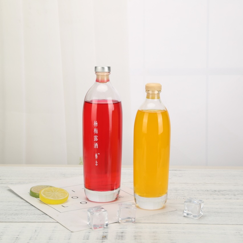 可定制高档圆形透明果酒玻璃瓶批发500ml玻璃瓶 且听风吟厚底酒瓶