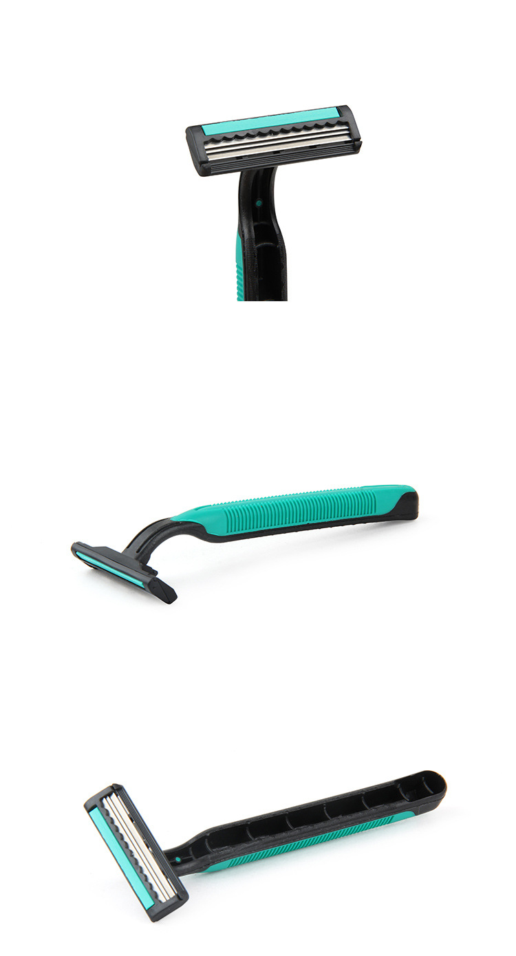 一次性剃须刀三层刀片男士手动刮胡刀橡胶柄刀架女士刮毛刀5支装