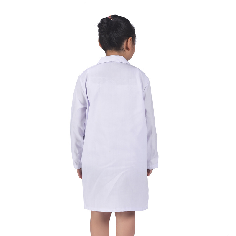 Cross-Border Wholesale Children's White Gown Lab Coat Long Sleeve Primary School Doctor Kindergarten Performance Clothing Pink White Coat