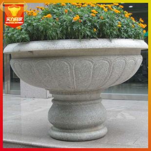 石雕花钵定制 汉白玉花盆 花岗岩大理石花盆 园林花盆ffhps-422